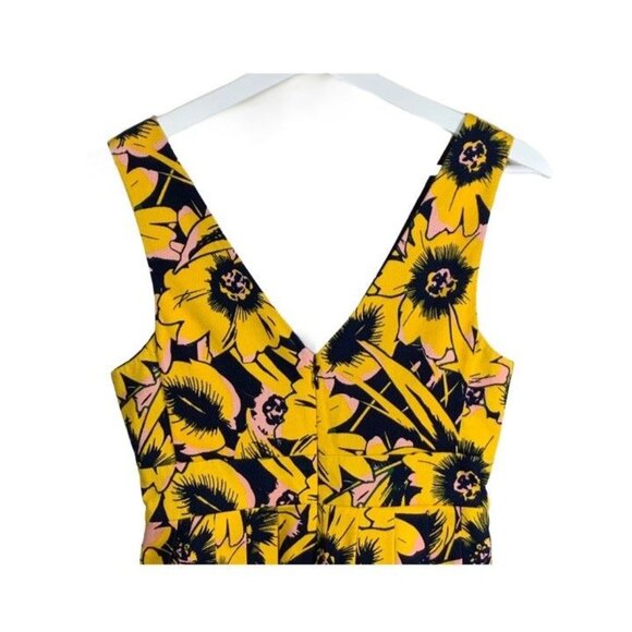J Crew Dress Womens 00 XXS Sundress Sleeveless Mini Fit Flare Floral Yellow Work - Picture 5 of 10